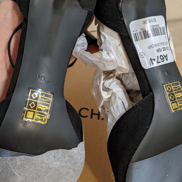 Brand new crystal black suede kitten heel pointed toe sandal 7.5 - Picture 6 of 6